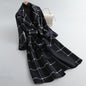 Grid Coat Women's Mid-length Woolen Coat Women