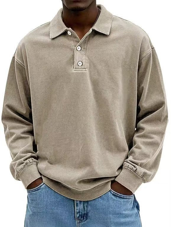 Men’s Fall Polo Shirt Long Sleeve – High-Quality, Breathable, Casual Solid T-Shirt