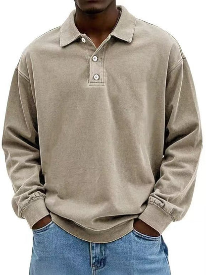 Men’s Fall Polo Shirt Long Sleeve – High-Quality, Breathable, Casual Solid T-Shirt