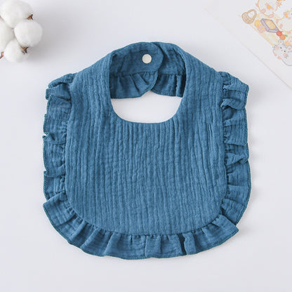 Baby Ruffled Cotton Bib – Printed Gauze Lace Absorbent Feeding Bib