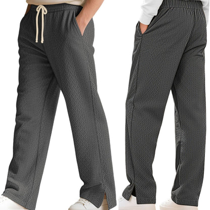 Men’s Loose Casual Jacquard Knit Pants – Straight-Leg Comfortable Trousers