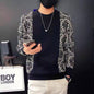 Men’s Contrast-Color Knit Crew Neck Sweater – Fashionable Casual Pullover