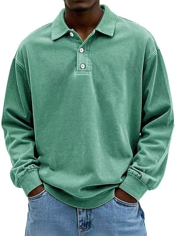 Men’s Fall Polo Shirt Long Sleeve – High-Quality, Breathable, Casual Solid T-Shirt