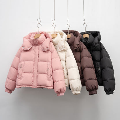 Women’s Korean-Style Hooded Puffer Jacket – Warm Winter Coat for Cold Weather