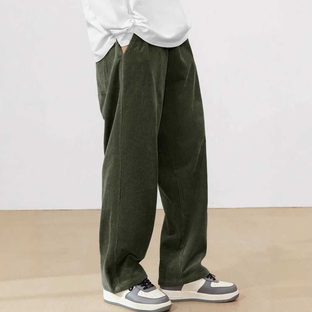 Men’s Casual Drawstring Trousers – Loose-Fit Straight Pants with Pockets for Sports & Everyday Wear