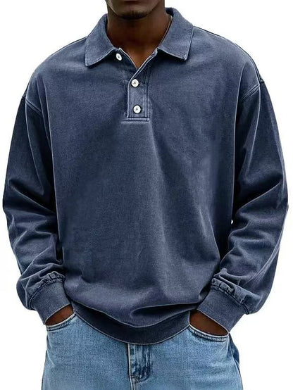 Men’s Fall Polo Shirt Long Sleeve – High-Quality, Breathable, Casual Solid T-Shirt