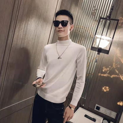 Men’s Contrast-Color Knit Crew Neck Sweater – Fashionable Casual Pullover