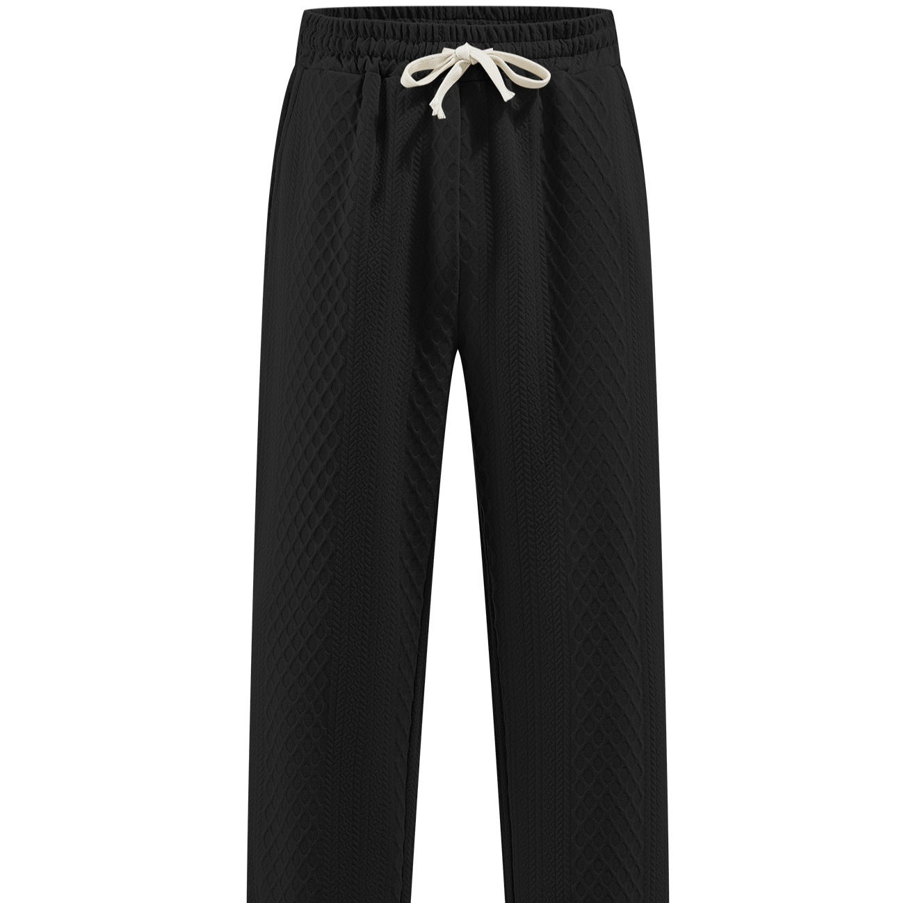 Men’s Loose Casual Jacquard Knit Pants – Straight-Leg Comfortable Trousers