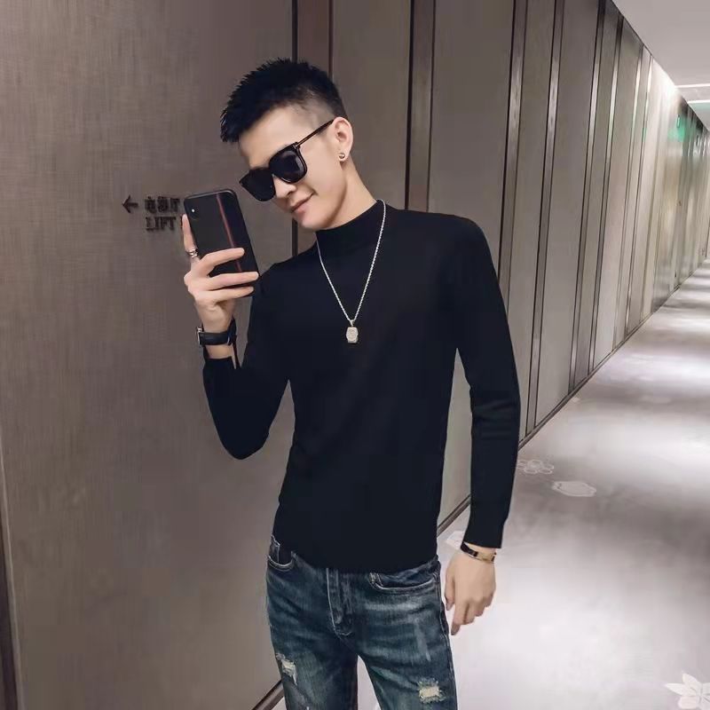 Men’s Contrast-Color Knit Crew Neck Sweater – Fashionable Casual Pullover