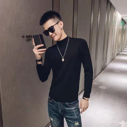 Men’s Contrast-Color Knit Crew Neck Sweater – Fashionable Casual Pullover