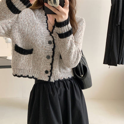 French Style Women’s Knitted Cardigan – Spring Sweater Top, Lightweight Knitwear, Casual Women’s Clothing