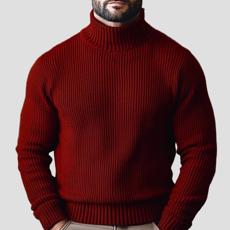 Men’s Knitted High-Neck Zip-Up Sweater – Long Sleeve Knit Jacket