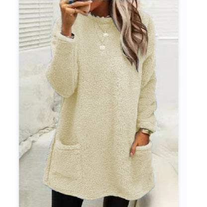 Women’s Fleece Pullover Hoodie – Warm Thick Long-Sleeve Sweater with Pockets, Casual Fall/Winter Plush Top
