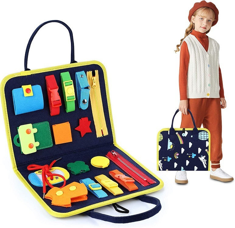 Early Learning Busy Board for Children – Dressing & Buttoning Toy