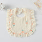 Baby Ruffled Cotton Bib – Printed Gauze Lace Absorbent Feeding Bib