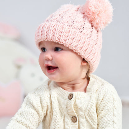 Children's Twisted Woolen Hat – Solid Color Double Ball Knit Cap