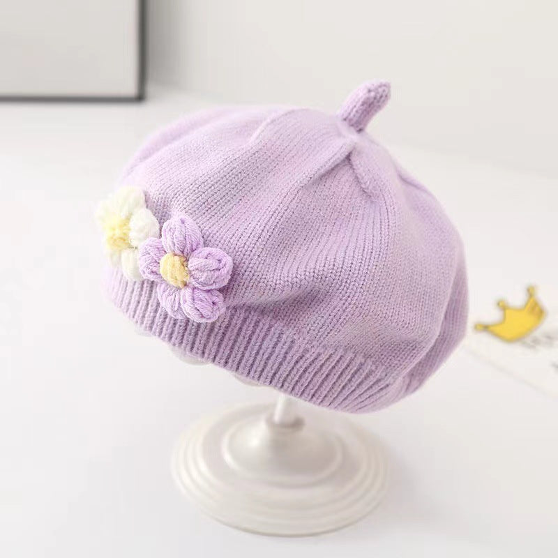Baby Girl Wool Knitted Beret – Cute Toddler Hat