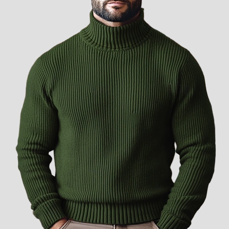 Men’s Knitted High-Neck Zip-Up Sweater – Long Sleeve Knit Jacket