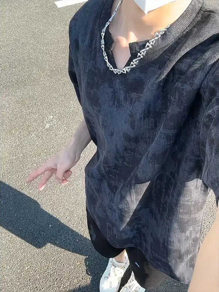 Men’s Oversized Short-Sleeve T-Shirt – American High-Street Half Sleeve Tee