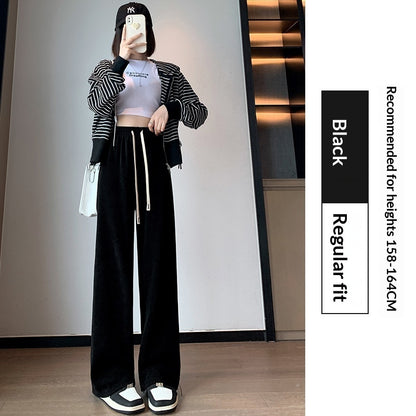 Women’s High-Waisted Straight-Leg Drapey Knit Lounge Pants – Comfortable Casual Homewear