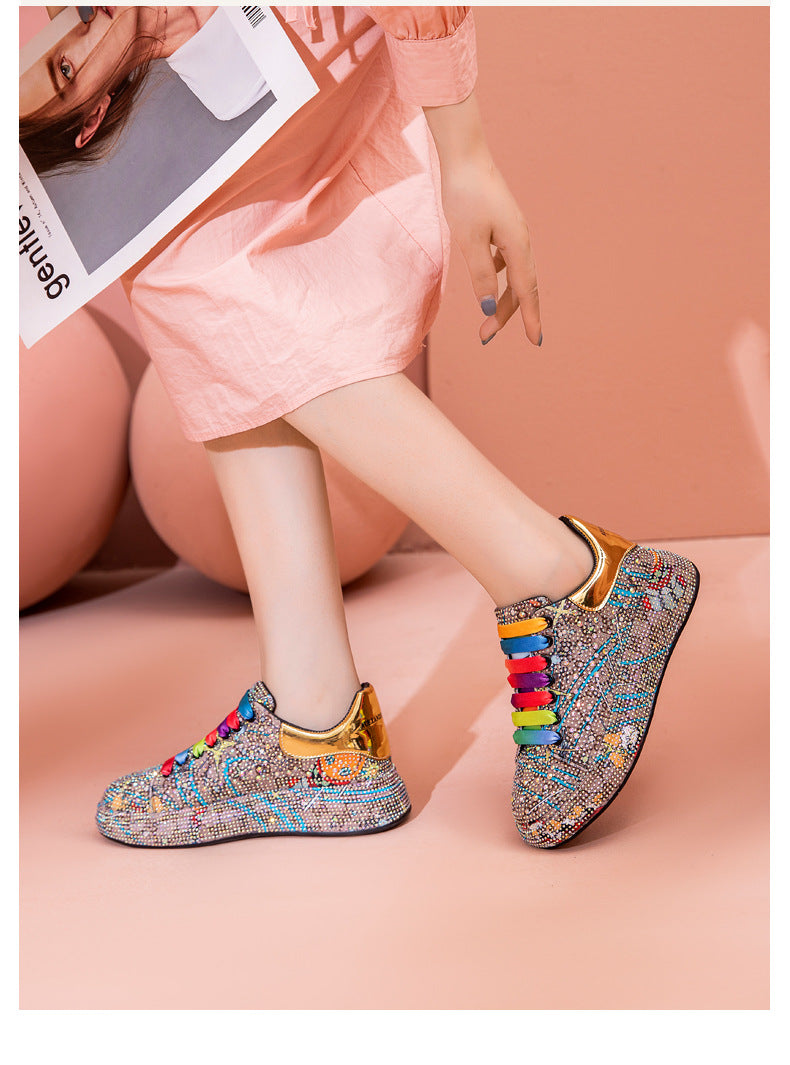 Women’s Trendy Rhinestone Platform Shoes – Fashionable Casual Sneakers