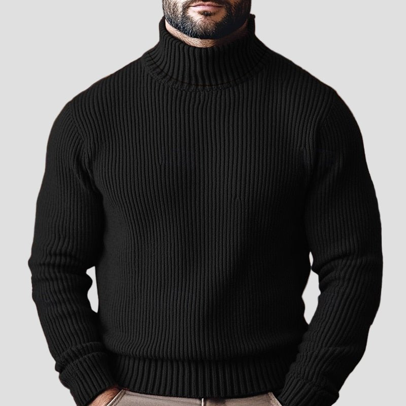 Men’s Knitted High-Neck Zip-Up Sweater – Long Sleeve Knit Jacket