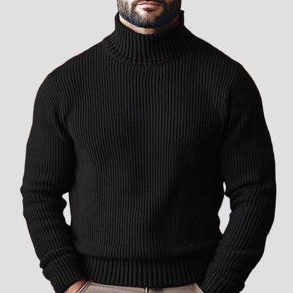 Men’s Knitted High-Neck Zip-Up Sweater – Long Sleeve Knit Jacket
