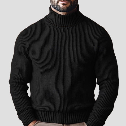 Men’s Knitted High-Neck Zip-Up Sweater – Long Sleeve Knit Jacket