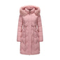 Women’s Mid-Length Cotton Coat with Big Fur Collar – Thickened Waist-Cinching Winter Jacket
