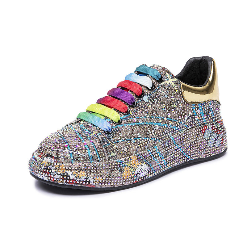 Women’s Trendy Rhinestone Platform Shoes – Fashionable Casual Sneakers