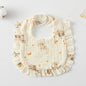 Baby Ruffled Cotton Bib – Printed Gauze Lace Absorbent Feeding Bib
