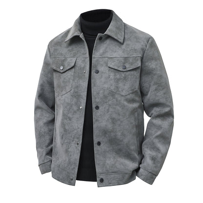 Men’s Vintage American-Style Leather Jacket – Trendy Casual Streetwear Outerwear