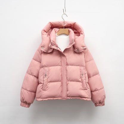 Women’s Korean-Style Hooded Puffer Jacket – Warm Winter Coat for Cold Weather