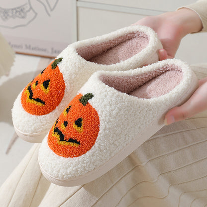 Halloween Pumpkin Slippers – Warm Winter Indoor House Shoes for Women & Men