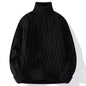 Men’s Autumn Winter Turtleneck Cable Knit Sweater – Casual Fit Warm Pullover