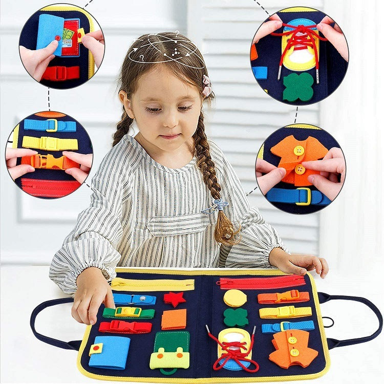 Early Learning Busy Board for Children – Dressing & Buttoning Toy