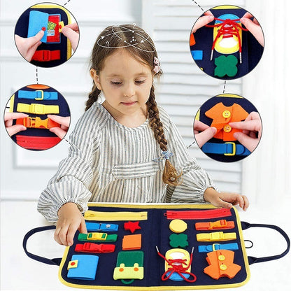 Early Learning Busy Board for Children – Dressing & Buttoning Toy