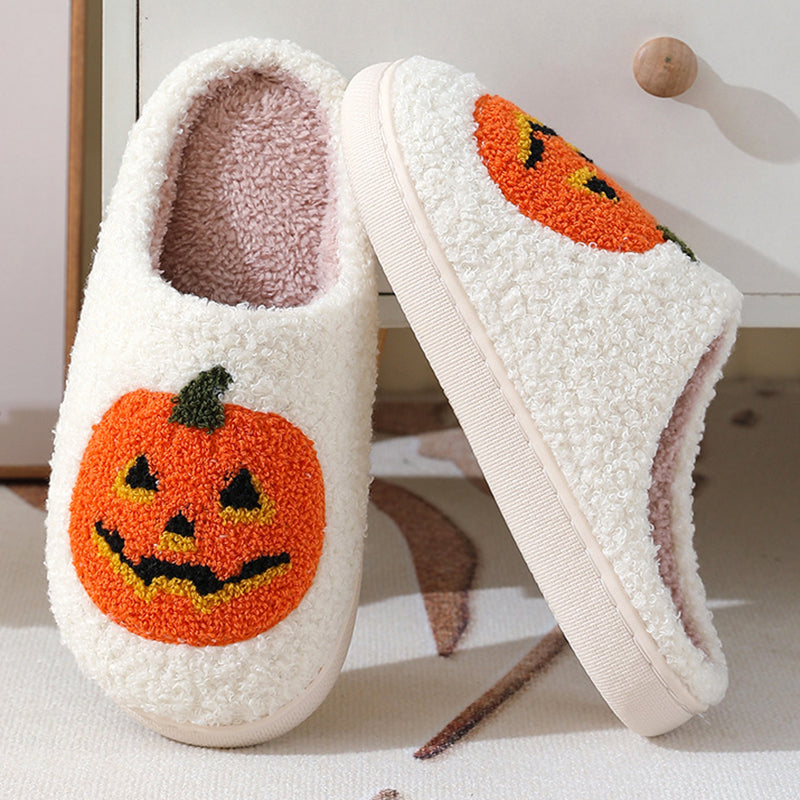 Halloween Pumpkin Slippers – Warm Winter Indoor House Shoes for Women & Men