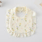 Baby Ruffled Cotton Bib – Printed Gauze Lace Absorbent Feeding Bib
