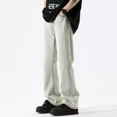 Men’s American Retro Black Casual Workwear Washed Pants – Vintage Street Style Trousers