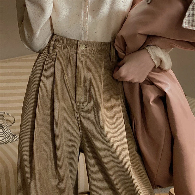 Women’s Loose Straight‑Leg Drop‑Crotch Pants – Casual Autumn/Winter Student Leisure Trousers