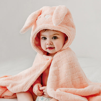 Baby Coral Fleece Hooded Bath Towel – Lion & Koala Animal Bath Wrap for Infants