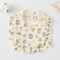 Baby Ruffled Cotton Bib – Printed Gauze Lace Absorbent Feeding Bib